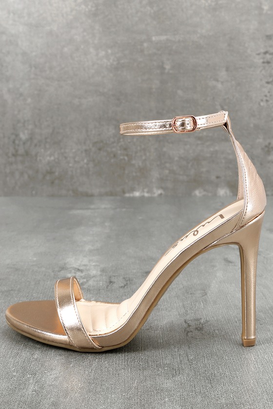 Loveliness Rose Gold Ankle Strap Heels ...